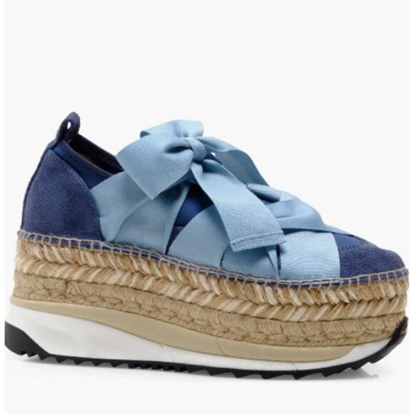Free People Chapmin Espadrille Sneaker Lace-Up Platform Shoe in Sailor Blue - Picture 1 of 14